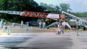 Laying concrete at the Turtle Mountain Transit Facility
